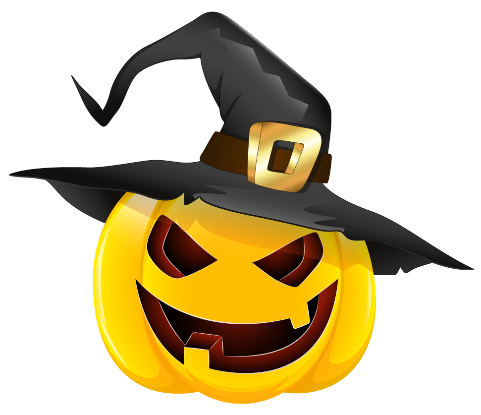 Halloween_Evil_Pumpkin_with_Witch_Hat